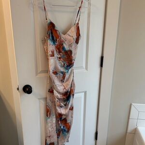 Cider Asymmetrical Dress in Multicolor Swirl